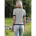 thumbnail image 3 of DARING DIVA Women's Striped Short Sleeve Button Down Sweater XS Black White Stripe, 3 of 6