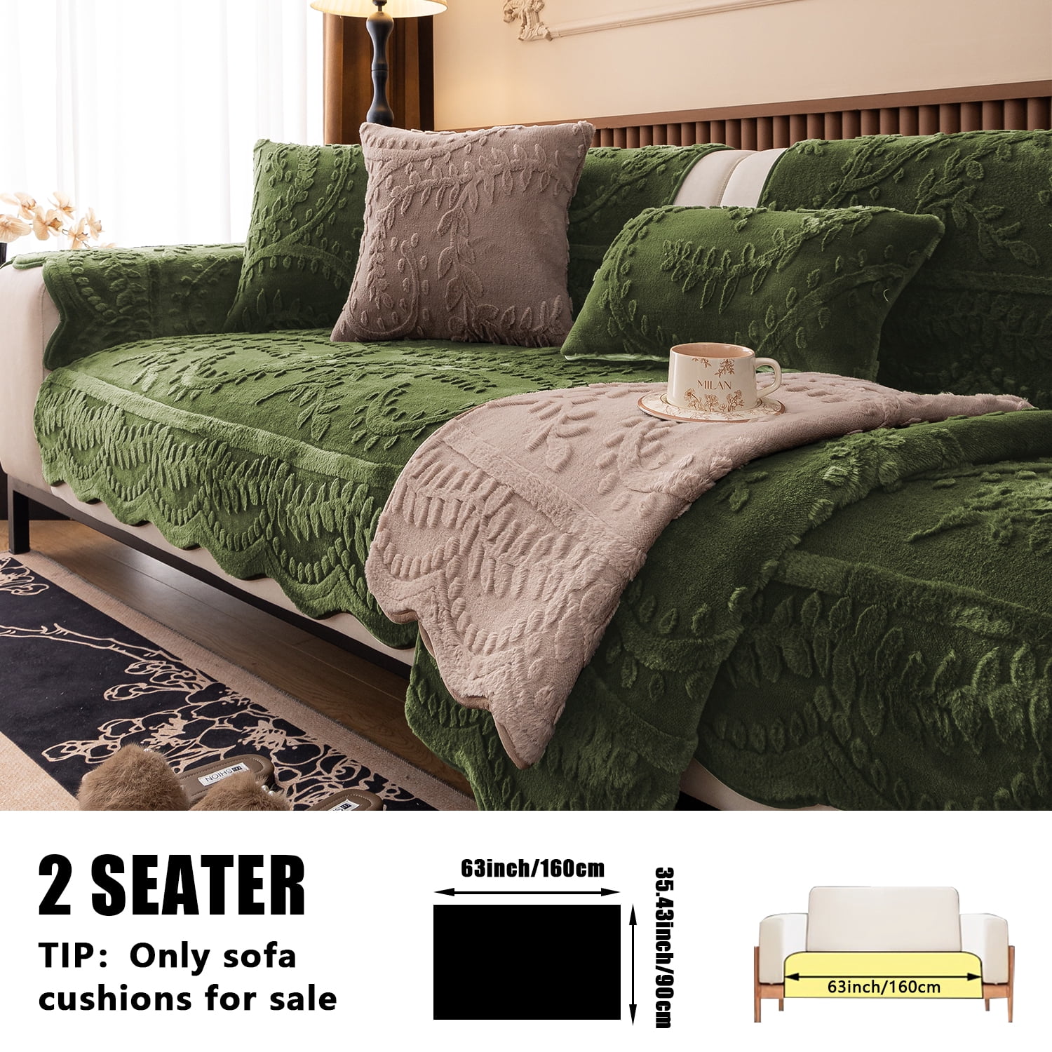 Thickened Anti-Slip Sofa Cover Scratch-Resistant & Wear-Resistant Pet-Friendly Design Soft Fabric Living Room Use Machine Washable Sofa Protector