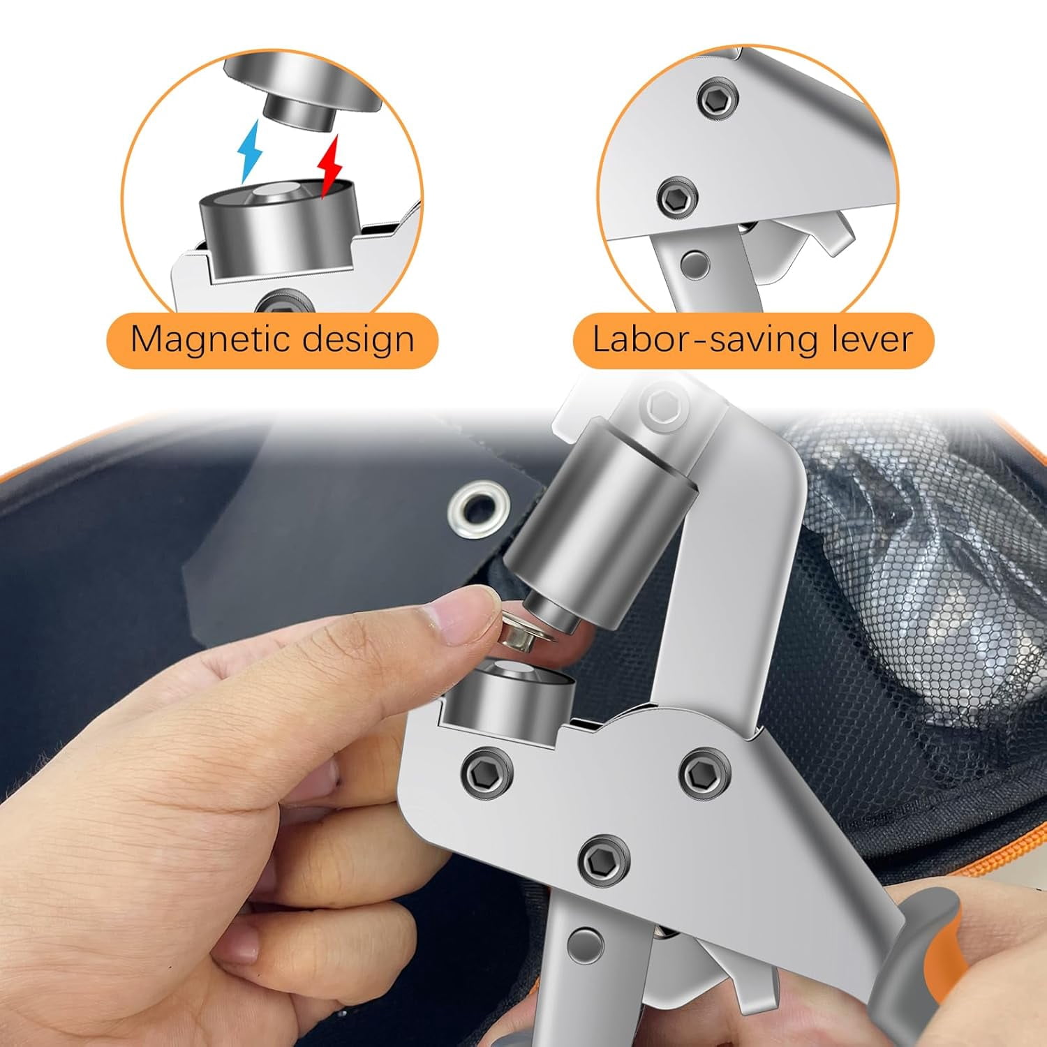 Heavy Duty Grommet Kit with Bag and 200 pcs 10.5mm Grommets, Complete Eyelet & Grommet Tool Kit for DIY Tarp Ring Repair and Installation