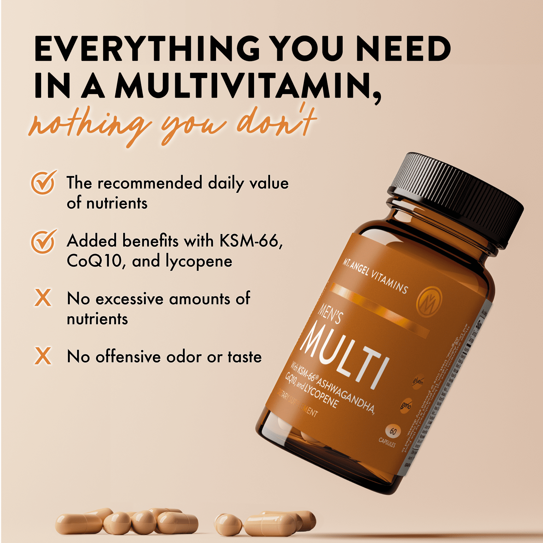 Mt. Angel Vitamins - Men's Daily Formula - Multivitamin - 60 Capsules