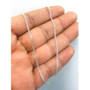 925 Sterling Silver Cuban Link Chain Necklace 20 Inches 1.8mm 3.5 g Cuban Curb Chain Necklace for Womens / Cadena Cuban Link en Plata para Mujer