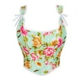 thumbnail image 2 of Yuwull Women'S Summer Floral Corset Crop Top Strap Boned Bustier Cute Tie Back Party Bodyshaper, 2 of 9