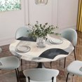 thumbnail image 5 of Modern Grey Beige Round Tablecloth for 36-44 Inch Tables, Fitted Table Cover with Elastic Edge, Abstract Geometric Textured Waterproof Outdoor Table Cloth Protector for Patio Garden Dinner Picnic, 5 of 9