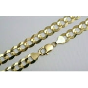 10K Solid Yellow Gold 10mm Cuban Link Chain Necklace Size 26"