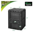 thumbnail image 5 of 80-Gallon Outdoor Composter - Large Open Lid & Bottom Exit - PP Material - Black/Green - Garden Yard Waste Bin - Quick Assembly - 23.5" x 23" x 32", 5 of 9