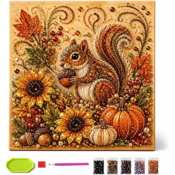 Autumn Pearl Painting Kit, 7.8" 5D Pearl Diamond Art Kits for Adults (Pumpkin) | Beginner - Friendly Crafting, Relaxing Diy Craft To Create Sparkling Fall, Beautiful Seasonal Home Décor