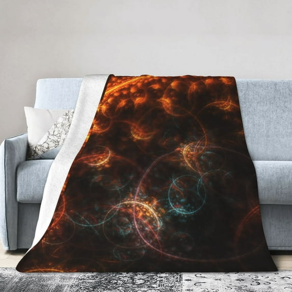 DouZhe Ultra-Soft Micro Fleece Lightweight Flannel Bed Blanket, Universe Fractal Brown Spiral Print Cozy Warm Throw Blankets, 80"x60"
