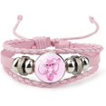 thumbnail image 2 of Pulsera Sittch rosa Pulsera de cuero tejida a mano ajustable Pulsera de regalo de graduación de Navidad y cumpleaños, 2 of 4
