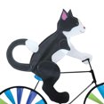 thumbnail image 3 of Animal gato amarillo montando en bicicleta molino de viento de dibujos animados tridimensional decoración de jardín pastoral al aire libre molino de viento 90x50cm, PP, 3 of 12