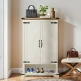thumbnail image 3 of ModFusion 6-Tier Farmhouse Shoe Cabinet with Doors and Adjustable Shelves, Antique Pine and Walnut Grain, 3 of 10