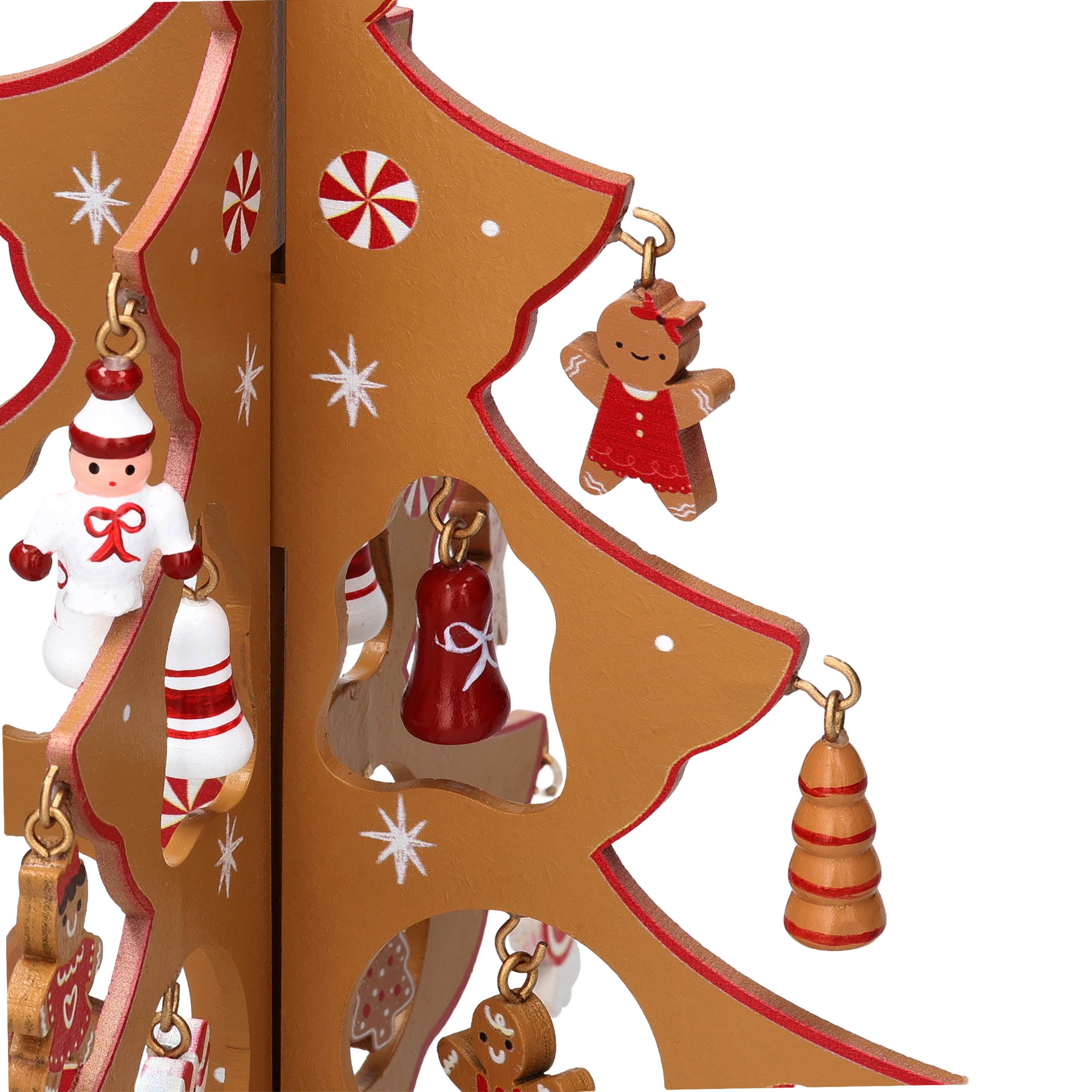 Mini Wood Gingerbread Tree with Ornaments Christmas Decoration, Multicolor, 9.3", by Holiday Time