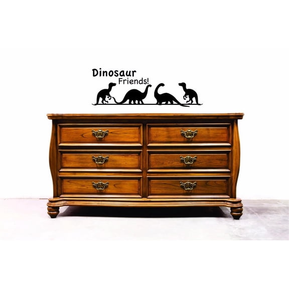 Custom Decals Dinosaur Friends Wall Art Size: 8 X 20 Inches Color: Black