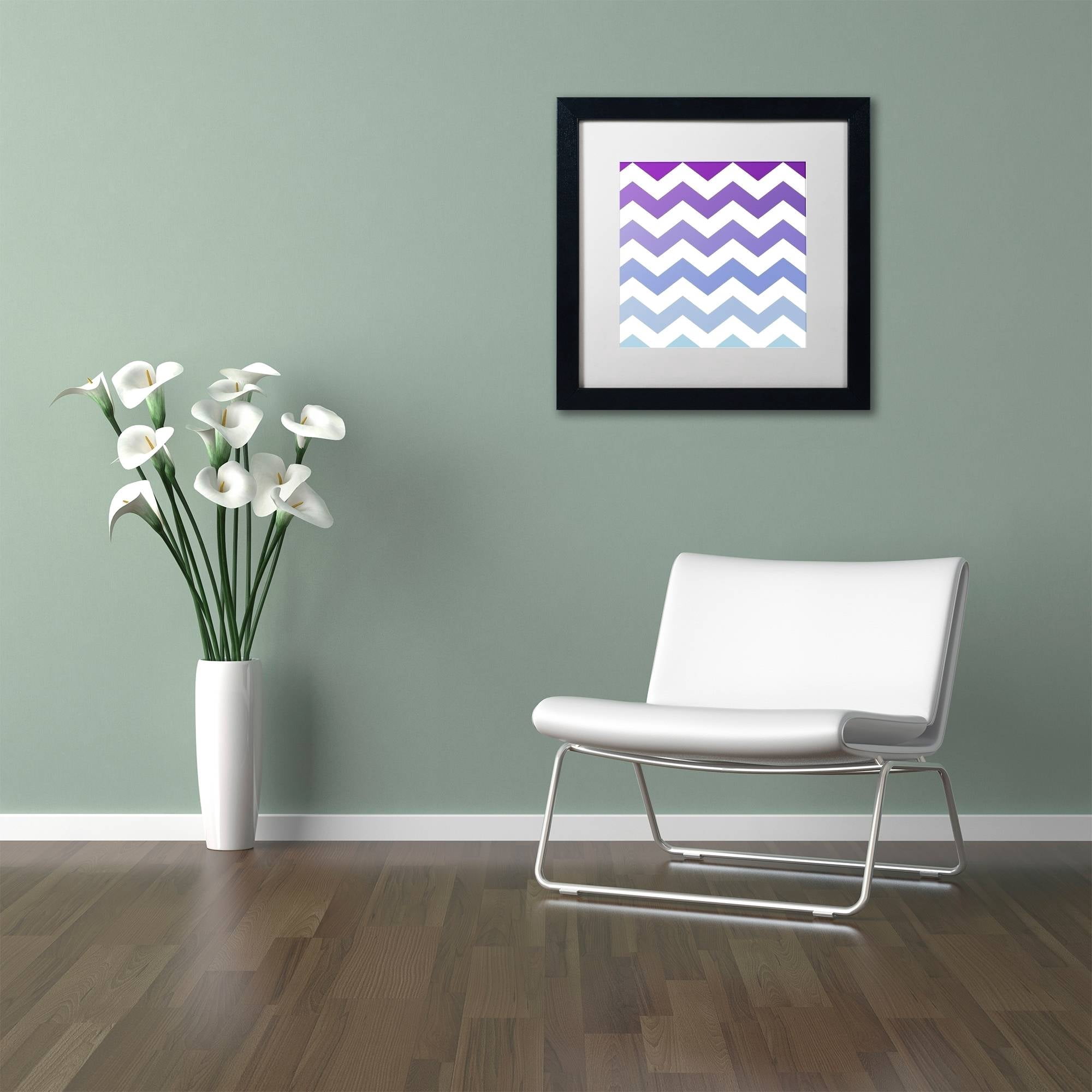Trademark Fine Art "Purple-Blue Chevron" Canvas Art by Color Bakery White Matte, Black Frame