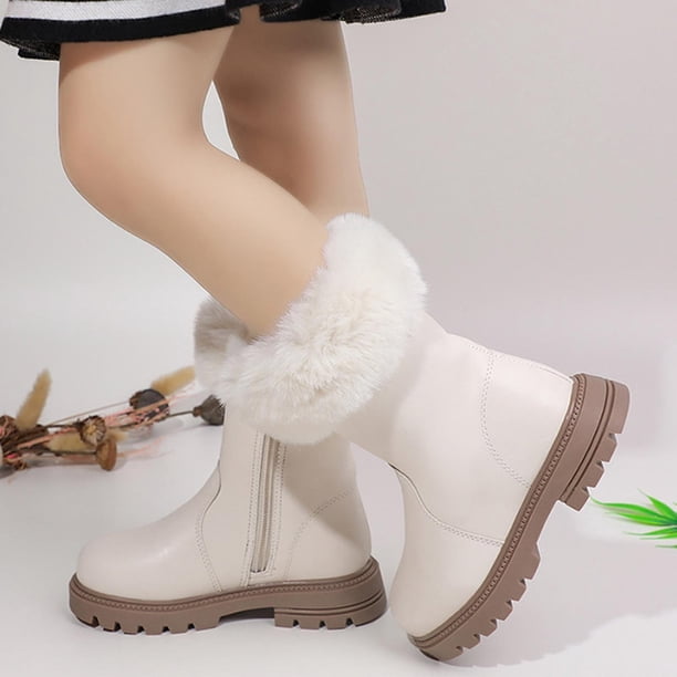 Zapatos para niñas,Botas de niñas,Botas de equitación de invierno Fleece Faux Cuero Tamaño 13 Niñas