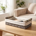 thumbnail image 5 of LEHOZIHEQ Wicker Storage Basket, Woven Paper Rope Wicker Baskets with Handles, Large Wicker Basket Cube Storage Bins with Liners, Storage Baskets for Organizing Shelves & Decor, 5 of 7