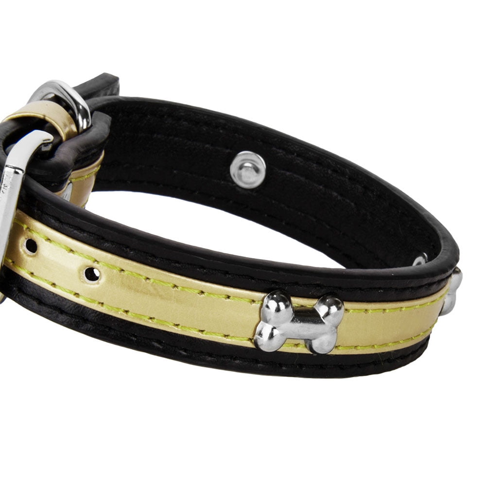 CUECUEPET Adjustable Dog Collar with Embellished Bone Bling Charms for Small to Medium Sized Dogs