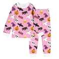 thumbnail image 4 of Weebloom Halloween Little Girls Winter Pajamas Cute Pumpkin Bat Boys Pajama Set Long Sleeve Sleepwear Nightwear Pjs Loungewear Pink 5Y, 4 of 4