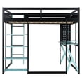 thumbnail image 4 of Harper & Bright Designs Full Size Wood Gaming Loft Bed with Desk, Shelves, Power Outlet & USB/Type-C Ports, Gaming Loft Bed Frame with RGB Light for Dorm Apartment, Black+Blue, 4 of 18