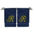 thumbnail image 2 of Monogrammed Washcloth Towel, Personalized Gift, 13x13 Inches - Set of 2 - Gold Script Embroidered Towel - Extra Absorbent 100% Turkish Cotton - Soft Terry Finish - Initial R Navy Towels, 2 of 3