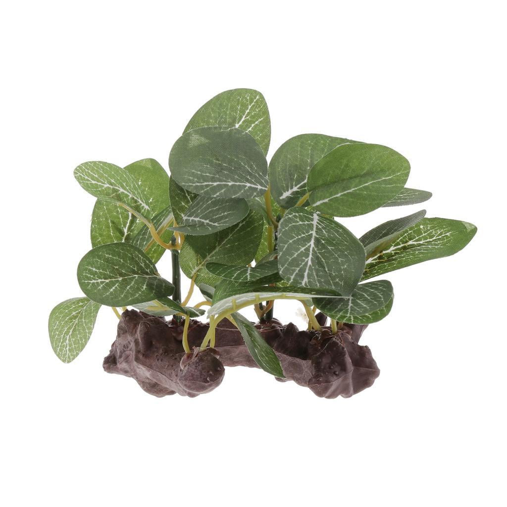 6 x Bearded Dragon Resin Artificial Water Grass Plants, Reptile Leaves Habitat Decor for Climbing, , Lizards, Gecko,