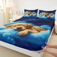 thumbnail image 4 of Homewish Cartoon Golden Retriever Queen Sheets,Cute Pet Dog Queen Sheet Sets,White Cloud Decor,4pcs,1 Flat Sheet, 1 Fitted Sheet and 2 Pillowcases, 4 of 6