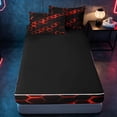 thumbnail image 4 of meiyoeat Neon Honeycomb Pattern Zipper Full Size Comforter Sets with Fitted Sheet and 2 Pillowcases for Boys Girls, Geometric Hexagon Zipper Bedding Set, Red, Black Reversible, 4 of 6