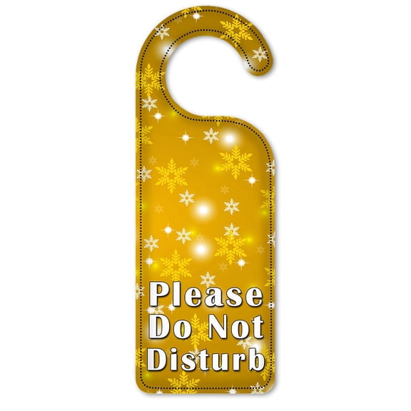 Do Not Disturb Door Knob Hanger Sign - Gold Snow Flakes
