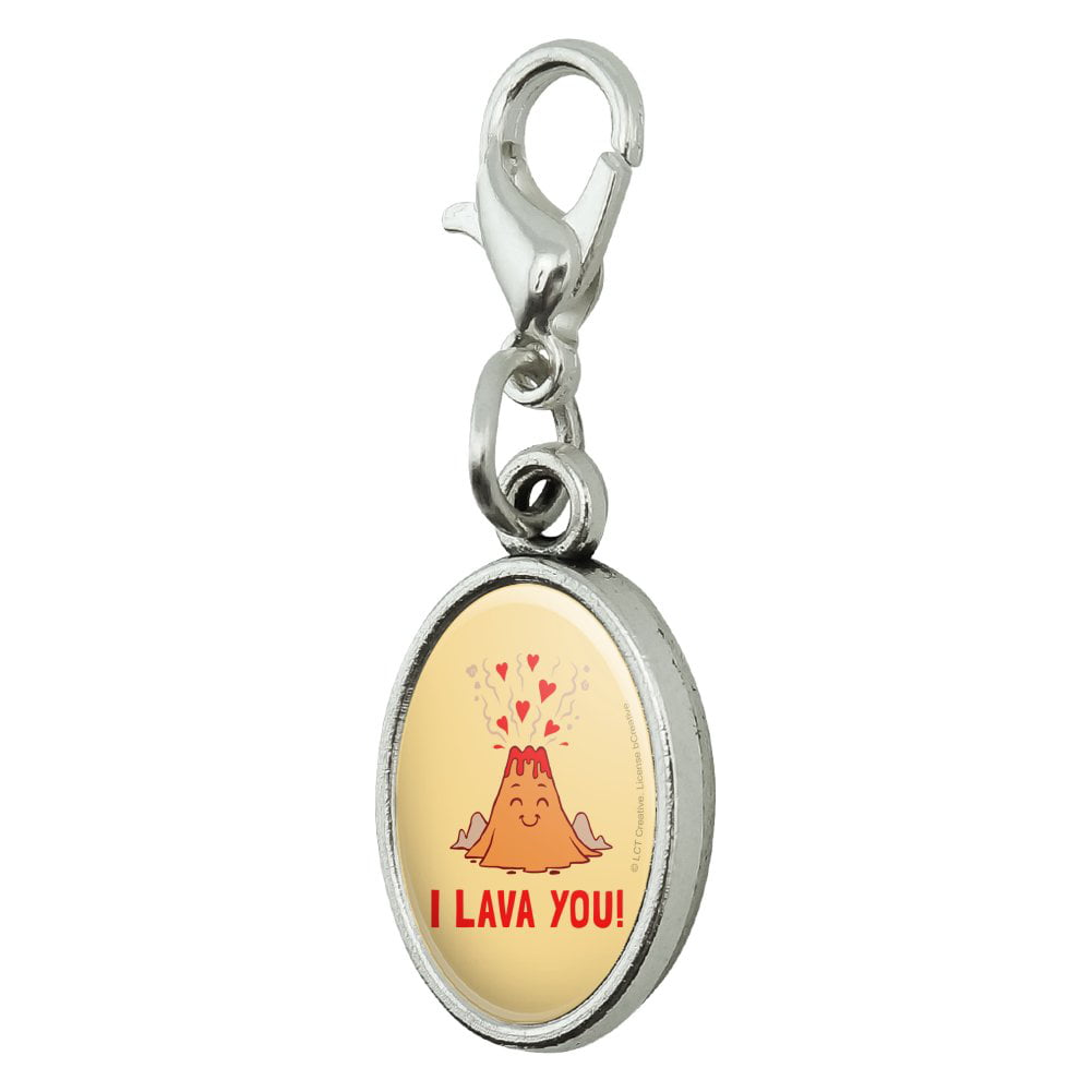 GRAPHICS & MORE I Lava You Long Time Love Volcano Erupting Funny Humor Antiqued Bracelet Pendant Zipper Pull Charm with Lobster Clasp 