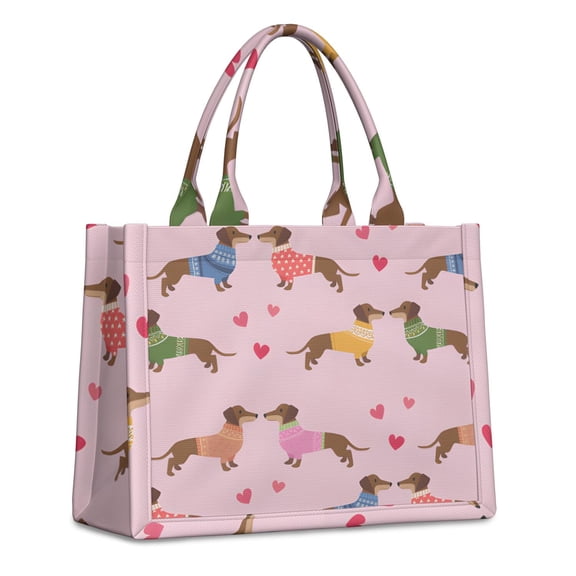Large Capacity Tote Bag,Colorful Funny Dachshund Handbag Fashion Luxury Tote Bag,15.7"x13"x 5.1" Inches,Laptop Compatible