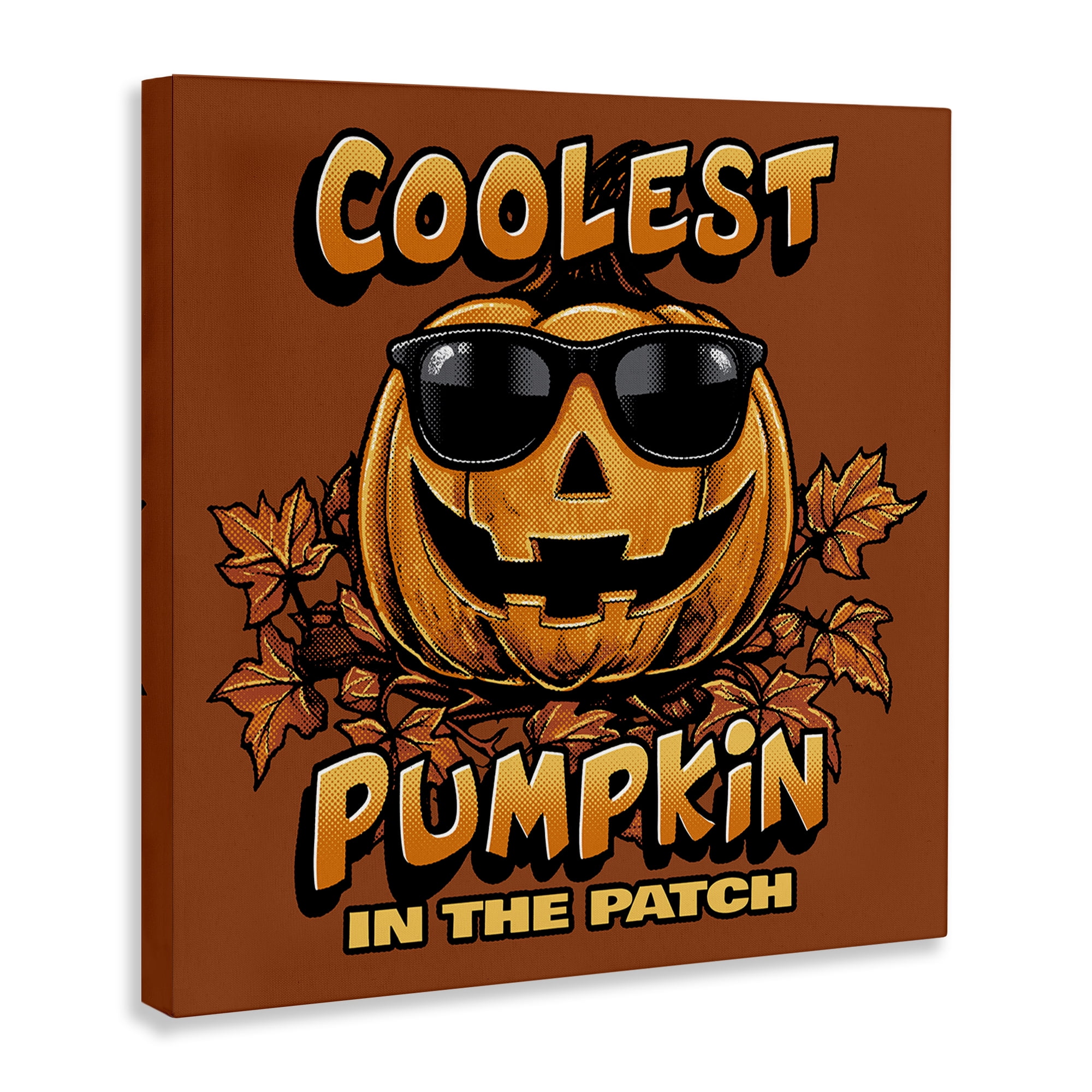 Stupell Industries Coolest Pumpkin with Sunglasses Holiday Painting Wrapped Canvas Art Print Wall Art, 30 x 30
