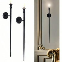 Candle Sconces Long Wall Candle Holder Set of 2 Black Long Wall Candle Sconce Retro Chic Wall Sconces Candle Holder Decoration for Dining Room Living Room Office Bathroom
