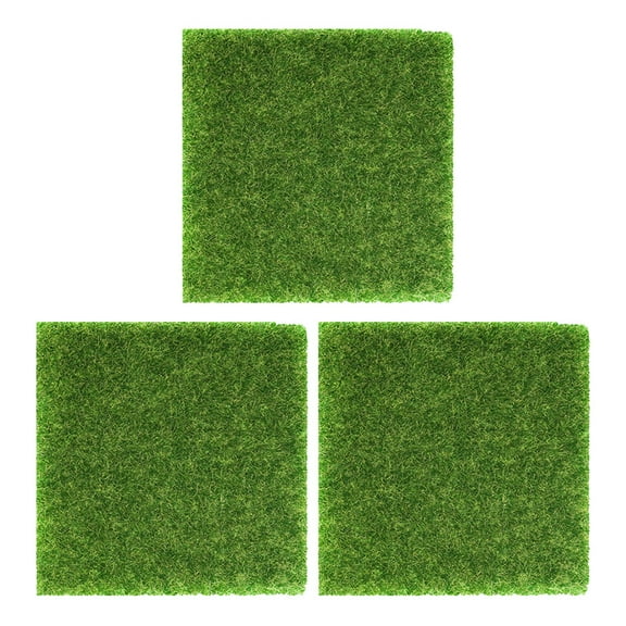 Artificial Turf 3 Pcs Fake Landscape Decor Lawn Mat for Sand Table Grass Plastic