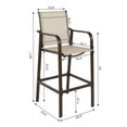 thumbnail image 5 of IVV Outdoor Wrought Iron Bar Chairs Set of 2, Patio Counter Height Barstools with Back and Armrest, Modern Teslin Mesh Seating Chairs, Brown + Beige, 5 of 10
