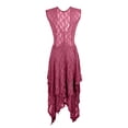 thumbnail image 5 of Vestido largo sexy de mujer con falda irregular de encaje alto y bajo - Cuello en V, mangas con volantes, diseño con bolsillos - Apto para la playa, para llevar de forma informal o para fiestas - A, 5 of 5