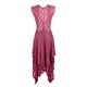 thumbnail image 5 of Vestido largo sexy de mujer con falda irregular de encaje alto y bajo - Cuello en V, mangas con volantes, diseño con bolsillos - Apto para la playa, para llevar de forma informal o para fiestas - A, 5 of 5