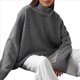 thumbnail image 2 of Suéter de Mujer, Jersey de Punto Grueso de Larga con Dobladillo Alto y Bajo, Jersey Básico de Moda para Otoño e Invierno Gris L, 2 of 10