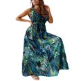 thumbnail image 3 of Robe Longue Maxi Sans Manches à Col en V Boho à Imprimé Floral pour Femmes, Robe d'Été Décontractée en Ligne A pour la Plage d'Hawaï, 3 of 8