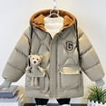 thumbnail image 4 of NAISIBABY Boys Puffer Jacket, Drawstring Hooded Fashion Pattern Long Sleeve Kids Winter Mid-Length Coat Khaki 3-4T, 4 of 6