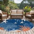 thumbnail image 5 of Ocean Corals Round Living Room Rugs 6 ft, Summer Beach Coral Sea Stars Dark Blue Washable Area Rug with Non-Slip Sturdy Edge Binding Round Carpet for Kitchen Office Bedroom, 5 of 9