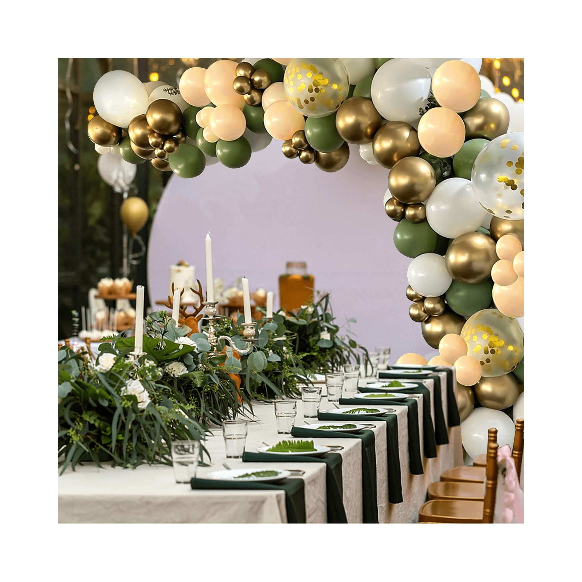 65-Piece Blue & Green Balloon Set - 12 Inch Latex Balloons With Gold & Confetti For Parties