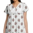 thumbnail image 3 of Moomaya Cotton Lace Neckline Sleepwear For Ladies V-Neck Printed Nightdress, 3 of 5