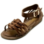 Ollio Women's Shoe Ankle Strap Gladiator Flat Sandals M2915