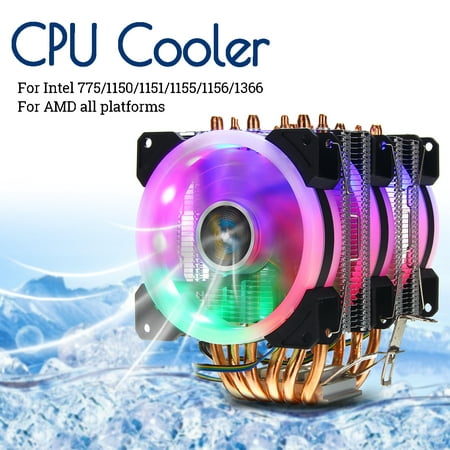 6 Heatpipes Twin-Tower CPU Air Cooler with 3Pcs Silent RGB Fan For LGA 775/1155/1156/1150/1366