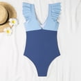 thumbnail image 5 of Womens One Piece Swimsuit Cutout Ruffle Trim Bathing Suit Flattering Swimwear for Beach Pool Vacation Sky Blue 2XL, 5 of 6