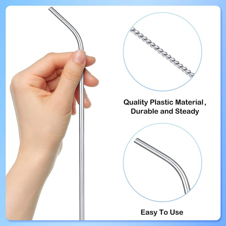 14 Inch Stainless Steel Straws, 4pcs Ultra Long Reusable 0.32 (8mm) Big  Wide Metal Straws for 100oz Tumblers with Silicone Tips and Cleaning Brush  