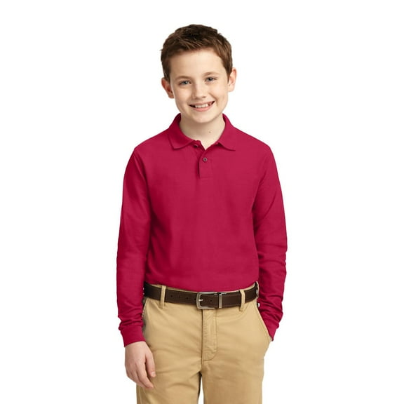Port Authority Youth Long Sleeve Silk Touch Polo. Y500LS