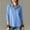 Blue, variant on Women's Mandarin Collar Half Button Blouse Linen Textured Long Sleeve Side Wooden Buttons Casual Shirt Top
