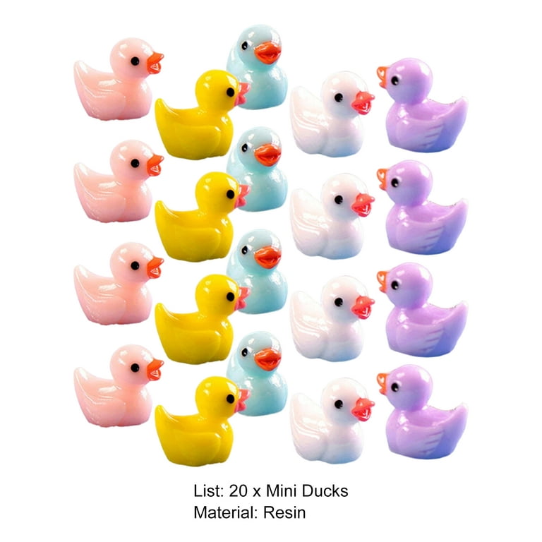 LA TALUS 20pcs Mini Duck Cartoon Design Tiny Ducks Miniature Figures  Ornament for Desktop Random Color