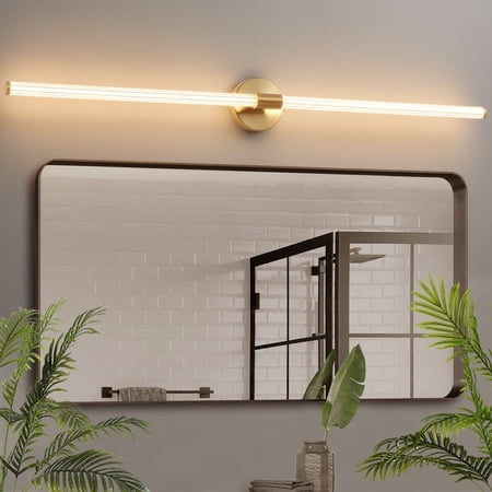 Deyidn 48.9 inch Gold Modern Wall Sconce Dimmable LED Light Bar for Mirror Dresser or Vanity