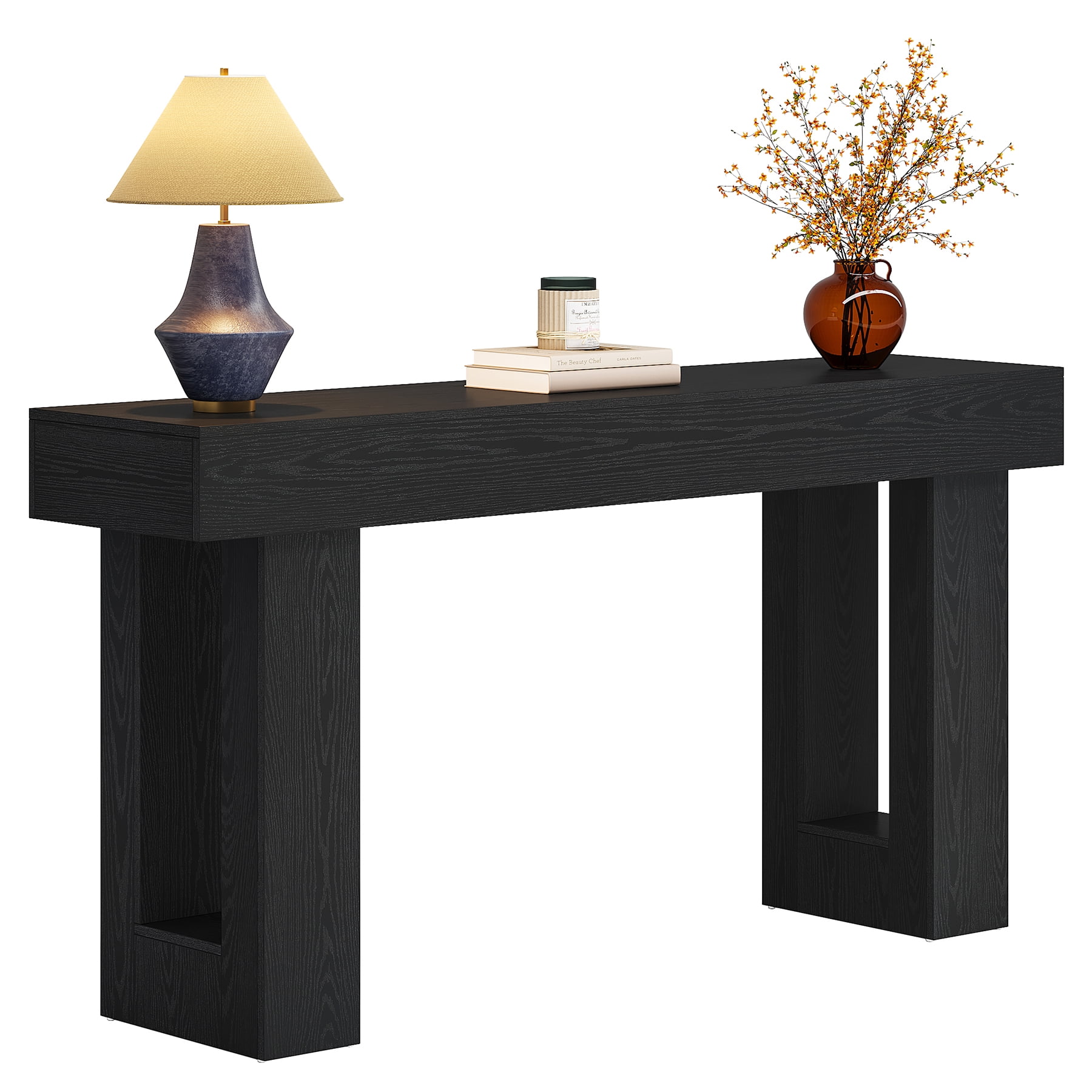 Fnova 63" Long Console Table, 2-Tier Wooden Narrow Rectangular Sofa Table Behind Couch, Farmhouse Entryway Table for Entrance, Hallway, Living Room